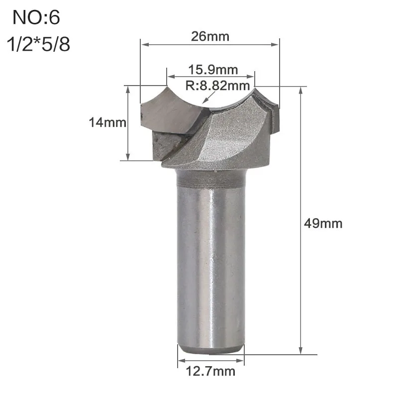 1 шт. 1/" 1/2" хвостовик классический Dragon Ball точечный бит круглый над пазами древесины фрезы C3 Карбид древесины режущие инструменты
