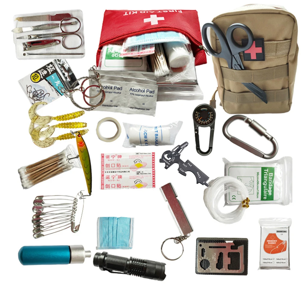

Dropshipping 25 in 1 survival kit Set Outdoor Camping Travel Multifunction First aid SOS EDC Emergency Supplies