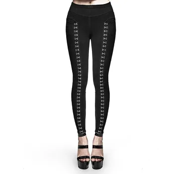 

Gothic Punk Metal Buckle Pants Leggings For Women New New Spring Autumn Slim Fit Trousers Women's Clothing K-276