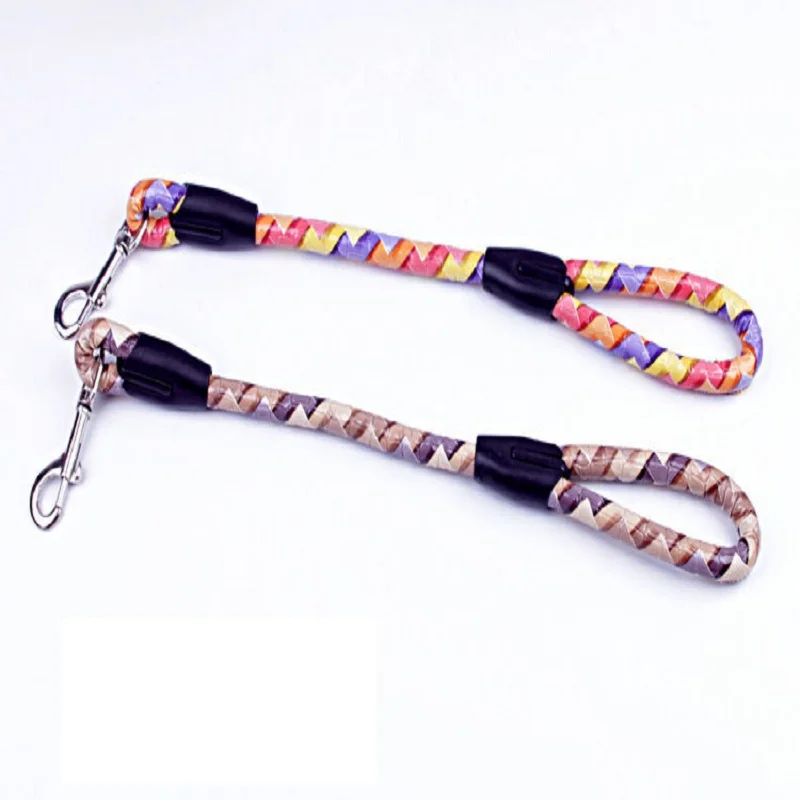 

Colorful Leather Short Pet Dog Puppy Leash Walking Leads Creative Pet Dog Traction Rope Strap Chain for Small Medium Large Dogs