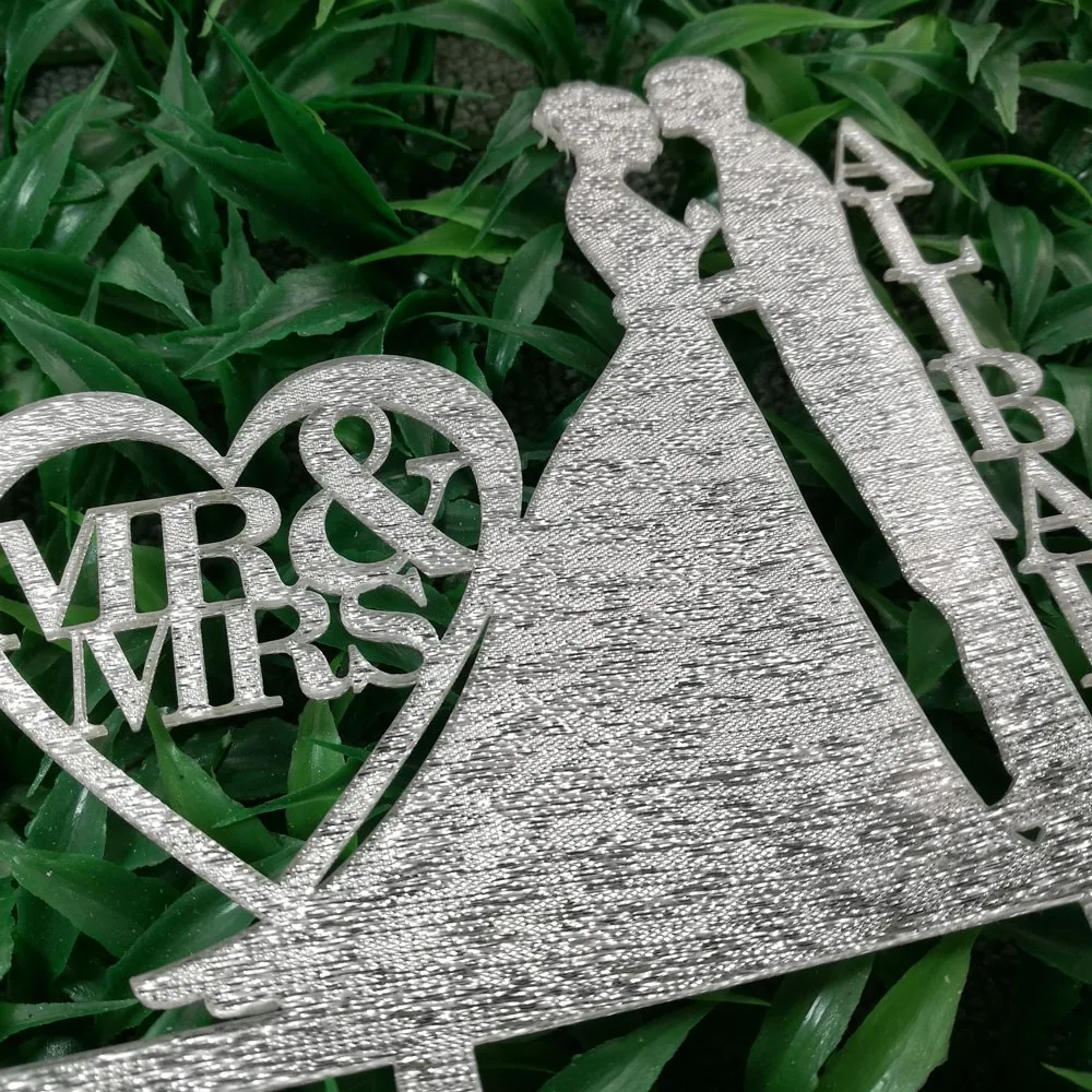 Personalized Wedding Cake Topper, Wedding Decoration, Acrylic silver glitter, Custom wedding cake topper personalized last name2