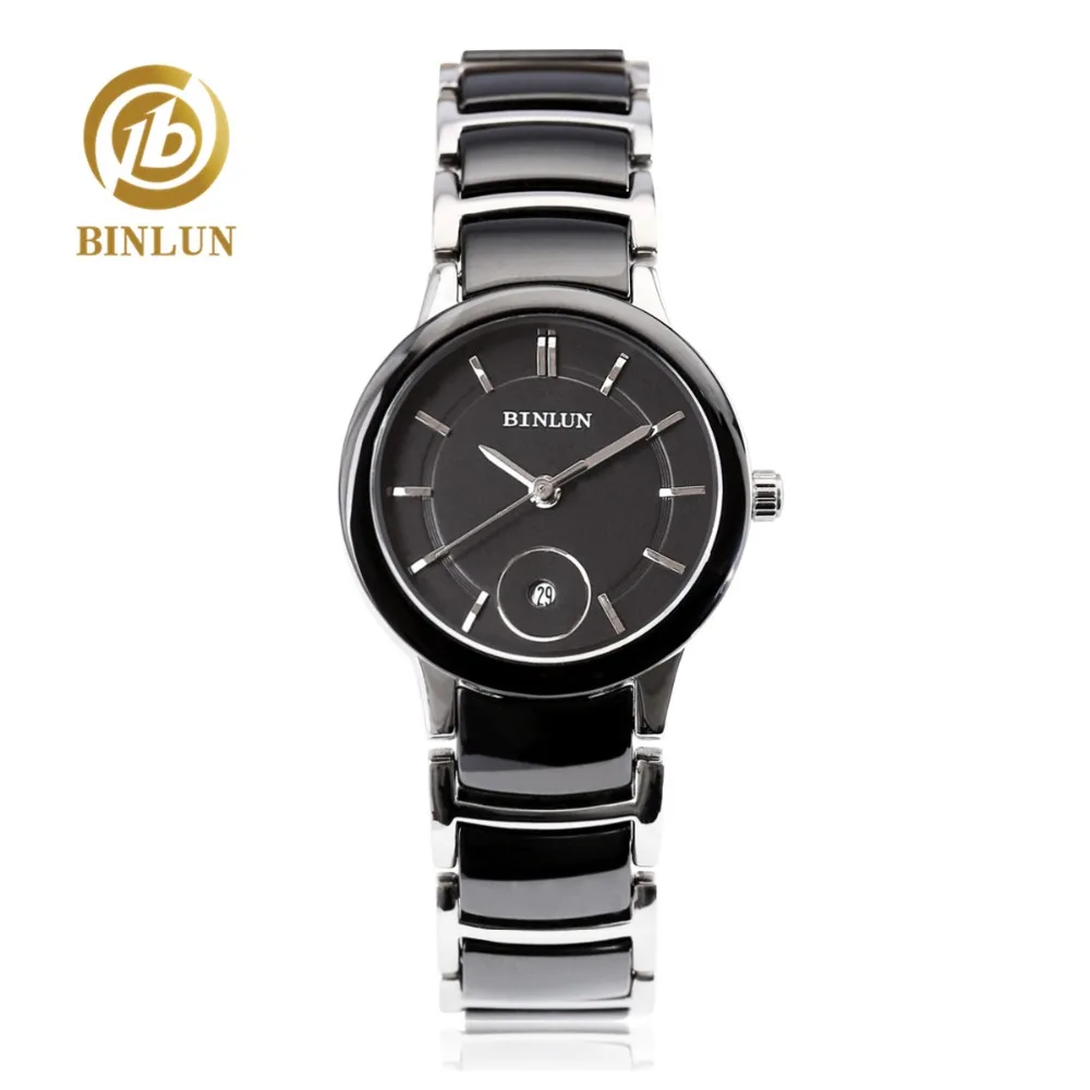 

BINLUN 2019 Fashion Tungsten Ceramic Band Watches Women's Quartz Watch Waterproof And Scratch Resistant Sporty Wrist watches