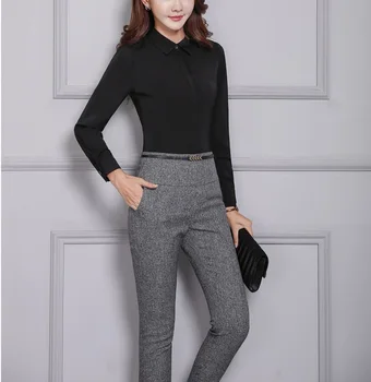 

Novelty Grey Slim Fashion Formal Pants For Business Women Spring Autumn Trendy Skinny Leggings Pants Trousers Capris Plus Size