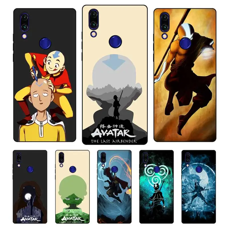 

N256 Avatar Aang Black Silicone Case Cover For Xiaomi Redmi Note 3 4 4X 5 5A 6 7 Pro Global