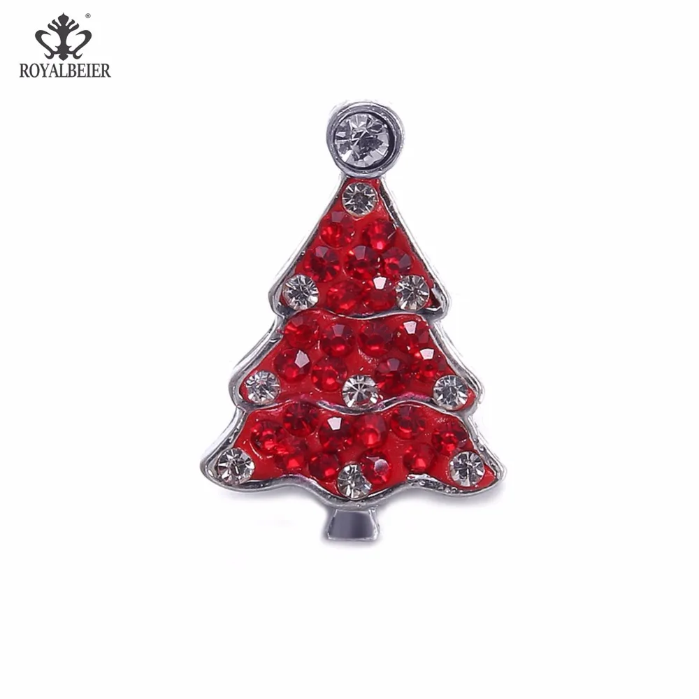 

ROYALBEIER Mix Christmas Rhinestone Snowman Crystal Metal Snap Button fit 18/20mm DIY Snap Accessories For Women Jewelry KM0089