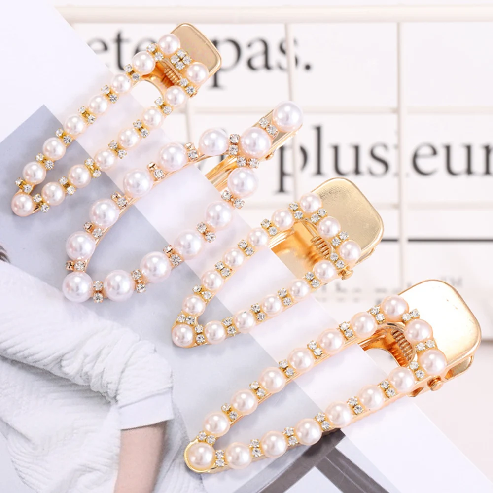 

2019 New Rhinestone Imitation Pearl Hairpins For Women And Girls Geometric Hair Clip Barrettes Hair Accessories Styling Tools