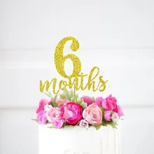 6 месяцев торт Топпер, 1/2 день рождения золотые блестящие топперы~ Половина день рождения торт Топпер~ Баннер с блестками~ торт Декор