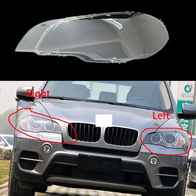 VRracing Left & Right Side Headlight Lens Cover Fit for BMW X5 E70 2007-2012 08 09 4-Door 