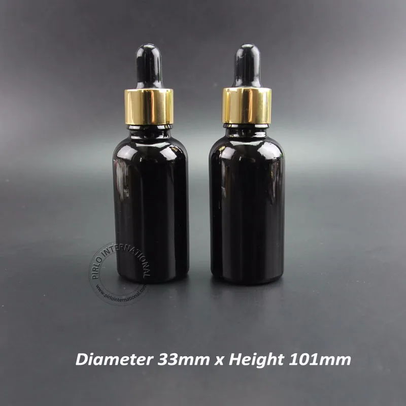 

30pcs/Lot Promotion 30ml Essential Oil Bottle Black Glass Dropper Container Women Cosmetic Empty Jar Refillable 1oz Box