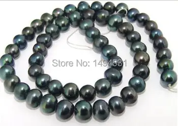 

Wholesale Pearl Jewelry Black Potato Freshwater Cultured Pearl Round Gem Loose Beads Strand 9-10mm - Free Shipping