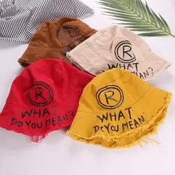 Chidlren шапки Мода для маленьких мальчиков и девочек малышей с принтом букв Панамы кепки Реверсивный Защита от солнца головные уборы