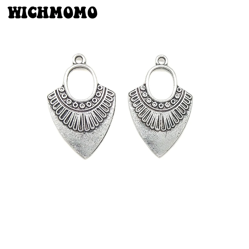 

New Fashion 32*20mm 6 Pieces/bag Cute Romantic Silver Tapered Zinc Alloy Charms Pendants Diy Necklaces Bracelets Accessories