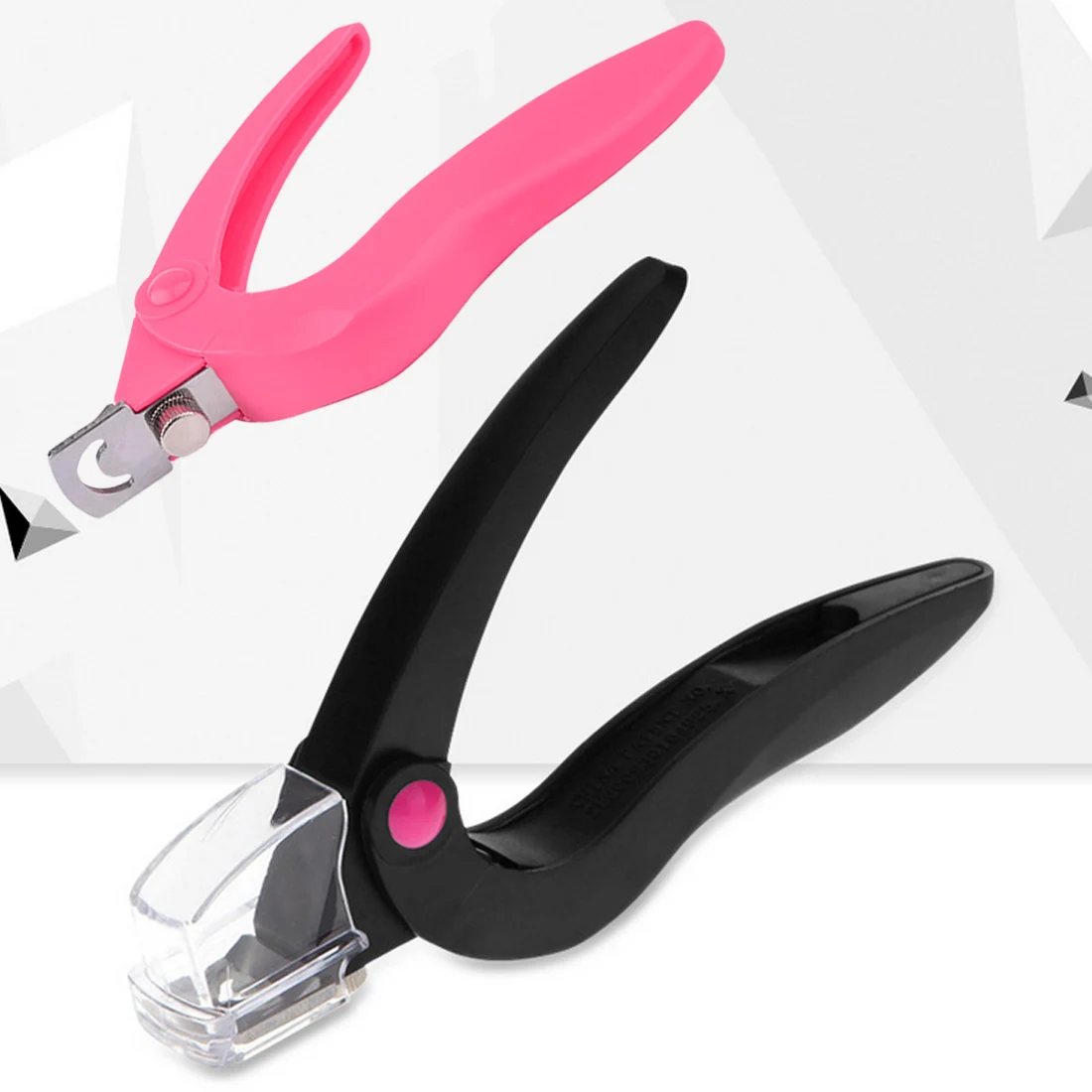 

French False Nail Tips Stainless Steel Head Nail Clipper Acrylic Gel Nail Clippers One-word French Manicure Scissors Black Pink