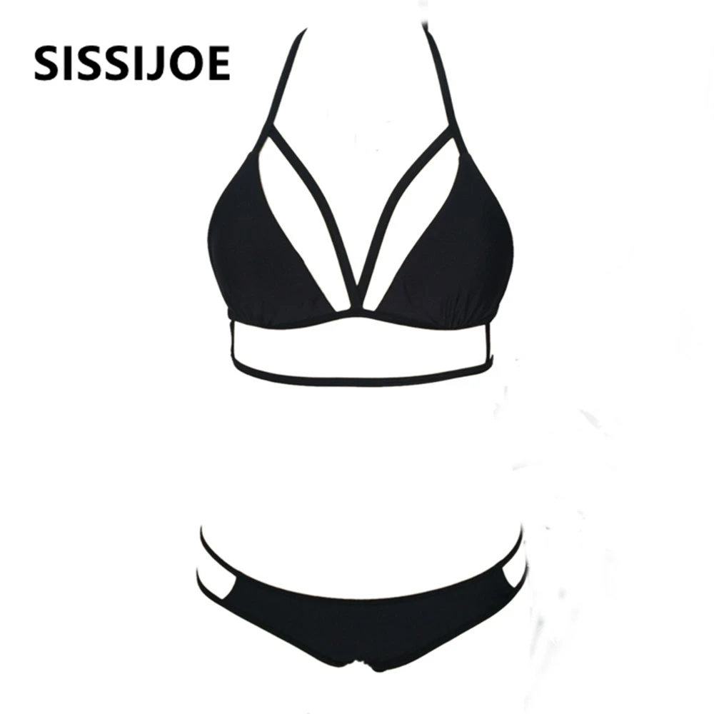 

Black Halter Sexy Bikini Women 2019 Strappy Swimsuit Bathing Suit bather swimwear women Beach wear biquini maillot de bain SJ414