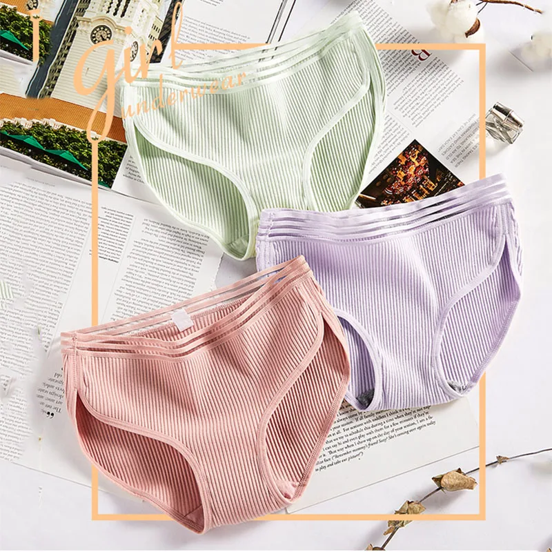 LANGSHA 3Pcs/lot Women Panties Confort Cotton Underwear Sexy Seamless Traceless Briefs Breathable Low Waist Sexy Girls Panties