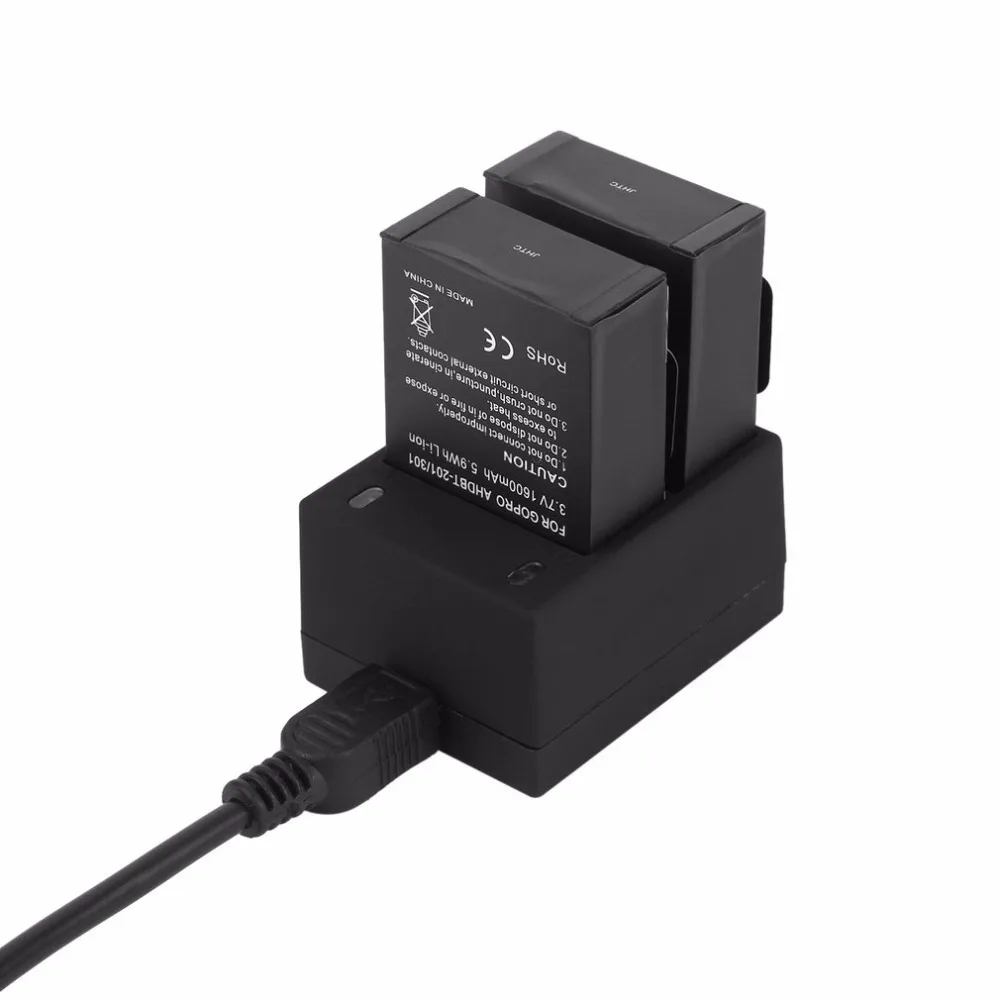 

2PCS Camera Battery 3.7V + USB Dual Charger For Gopro Hero 3/3+ AHDBT-201/AHDBT-301 Camera Accessories with Black Travel Charger