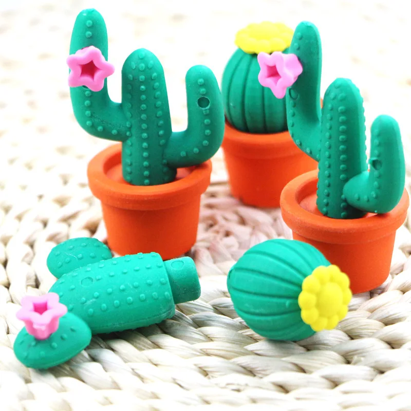 1pc Creative Cactus Modelling Cute Eraser Kawaii Students Stationery