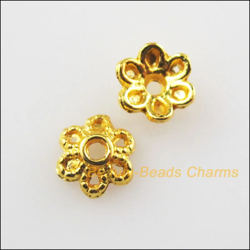 

New 80Pcs Gold Color Tiny Flower End Bead Caps Connectors 6mm