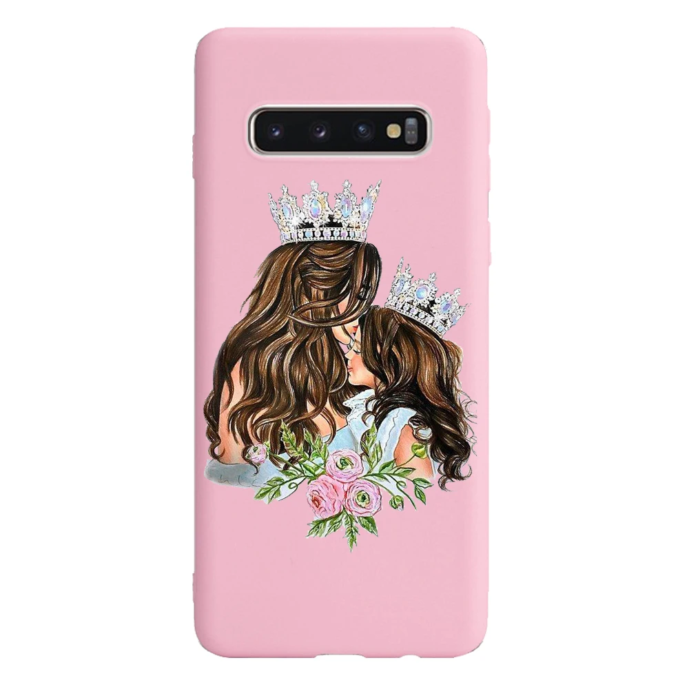 Черный каштановый чехол для мамы и дочки, мягкий розовый силиконовый чехол для телефона samsung S9 S8 S10 Plus S7 Edge S10 Lite Capa
