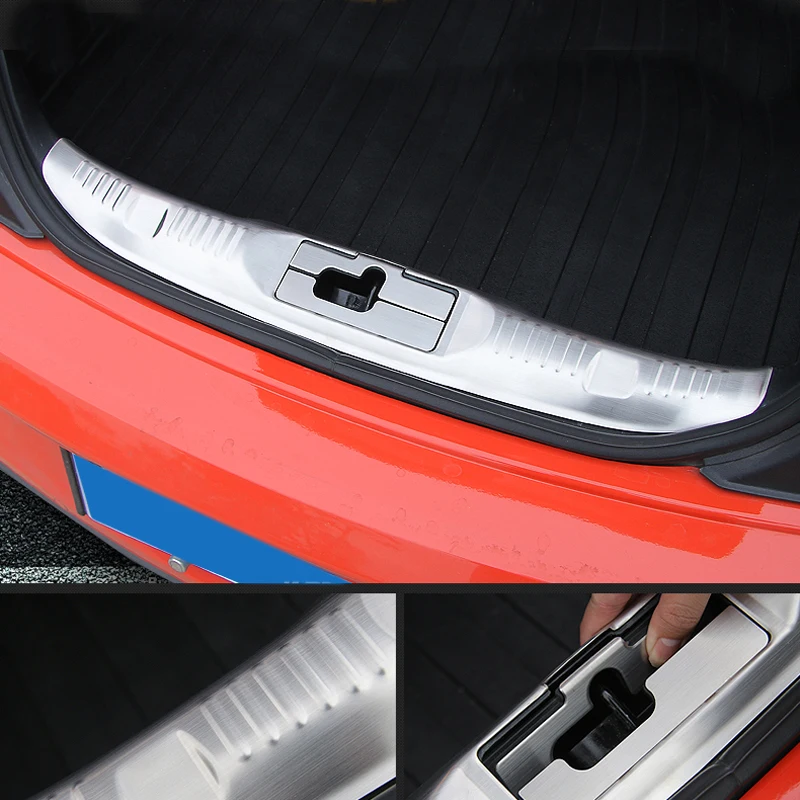 Для Ford Mustang Нержавеющая сталь Внутренний задний бампер защитная пластина отделка 3 шт. аксессуары для стайлинга автомобилей