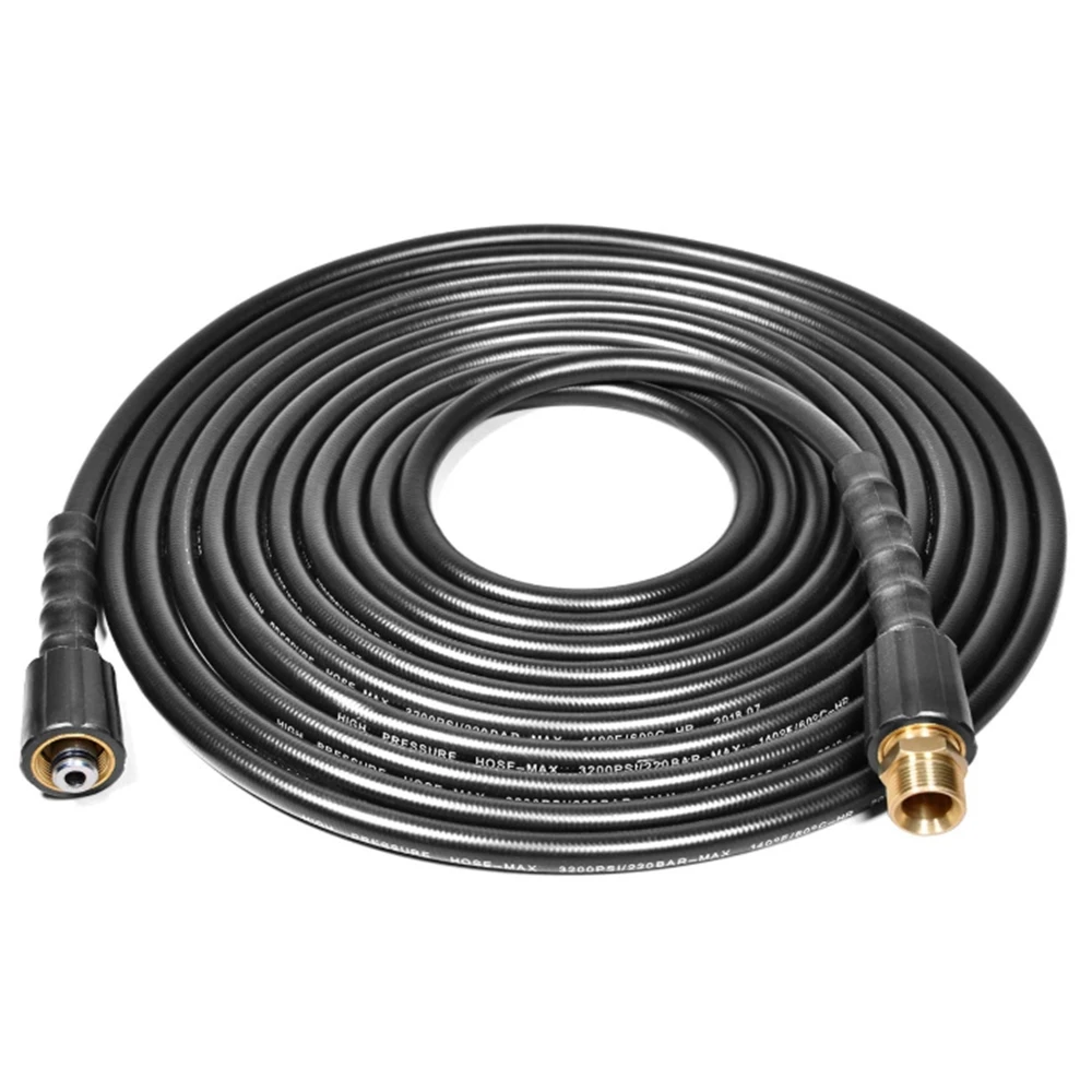 YAMATIC 3200 PSI 1/4"x 25 FT No-Kink High Pressure Washer Hose With M22-14mm Freebie Brass Fitting For Car Washer Water Cleaning