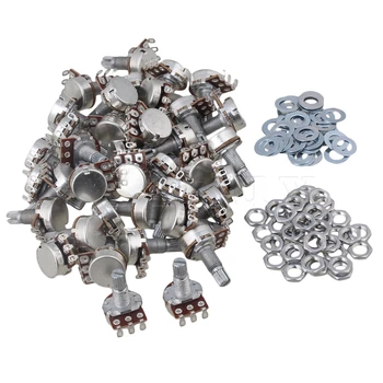 

Yibuy 100pcs Silver Guitar Potentiometer A100K Coarse Knurling Split Shaft