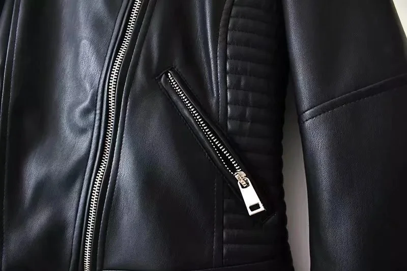 SheMujerSky кожаная куртка женская черная jaqueta de couro feminino veste cuir femme