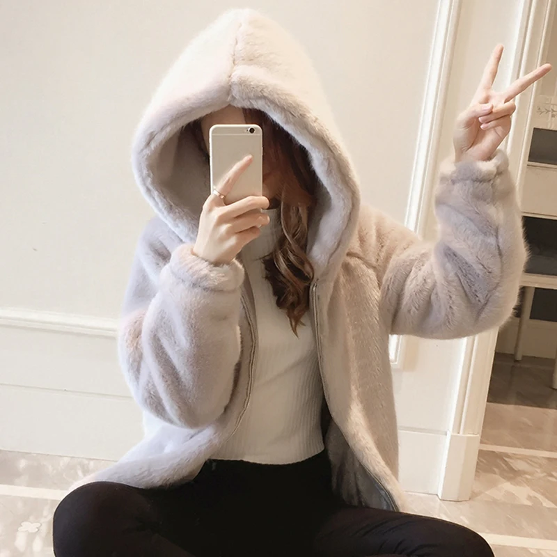 Femmes Lapin De Imitation Chaud Manteau White Mode Fourrure Coréenne 2019 Style Hiver Couleur Nouvelle Solide Survêtement gray Rex Wk234 Veste Court pink Bwxzgqn5fS