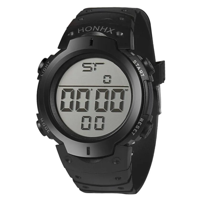 HONHX модные часы Для мужчин мальчиков цифровые часы lcd секундомер Дата спортивные часы на резиновом ремешке Relogio Masculino Для мужчин s часы Montre Homme# NI
