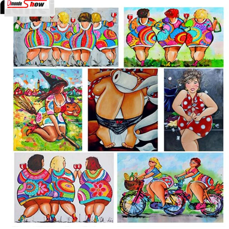 Di Li 5D обои Алмазная картина Dotz мультфильм сексуальные женщины Fat Lady Art мозаика