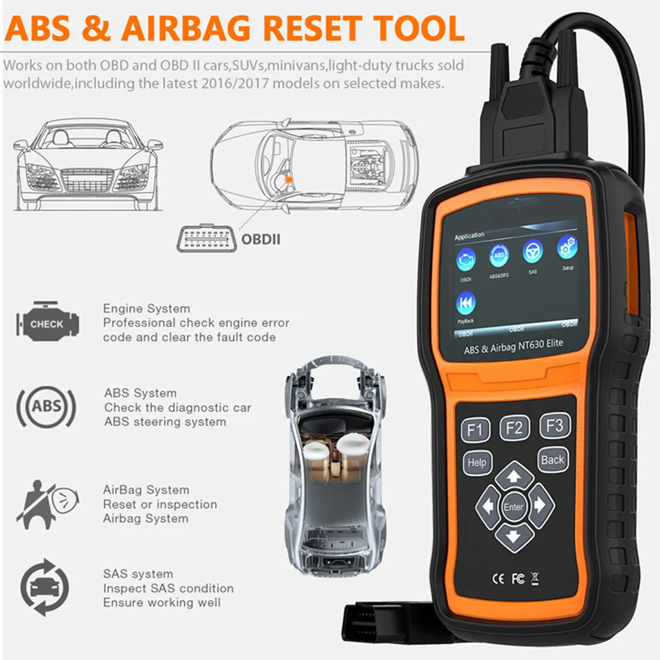 

NT630 Eite ABS SRS Airbag Air Bag Crash Data Reset Tool Automotive Scanner shows In Text And Graphic Format