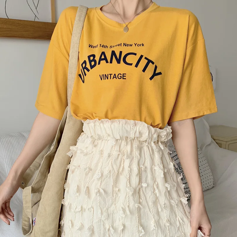 

Women Summer Tshirt Harajuku Aesthetics Tshirt Print Short Sleeve Tops & Tees Fashion Casual Couple T Shirt Round Neck T-shirt