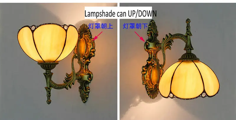 Europeu para Cima para Baixo Luzes de Parede para o Quarto Conduziu a Lâmpada Artpad Retro Vitrais Borboleta Cabeceira Corredor Frente Espelho E27 Turca 25 vitrais borboleta luzes de parede para o