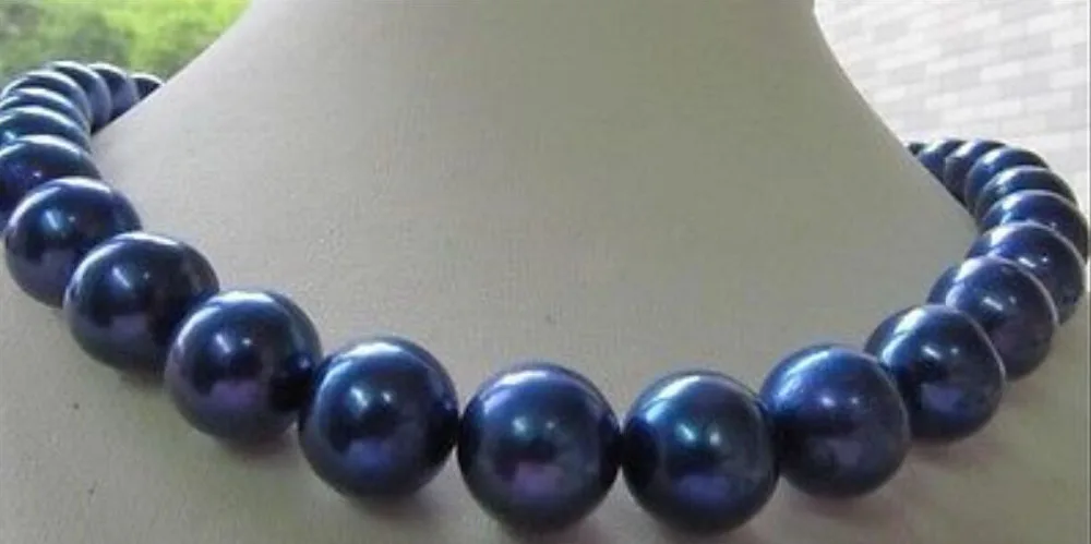 

hot genuine perfect 10-11mm south sea peacock blue pearl necklace ^^^@^Noble style Natural Fine jewe FREE SHIPPING