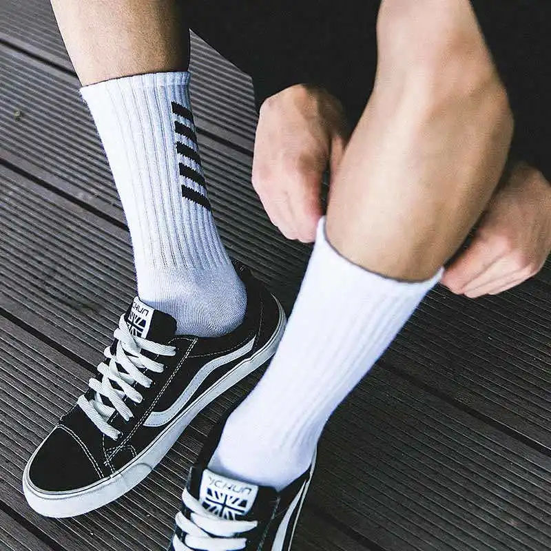 Мужские хлопковые носки Off White Black Streak повседневные осенние крутые линии