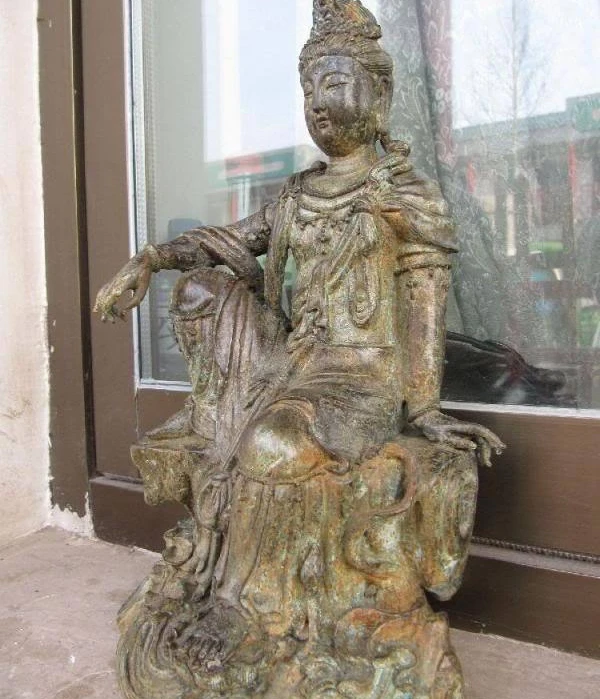 

12"Tibet Buddhism worship Bronze Copper Freedom Kwan-Yin Guan yin Bodhisattva
