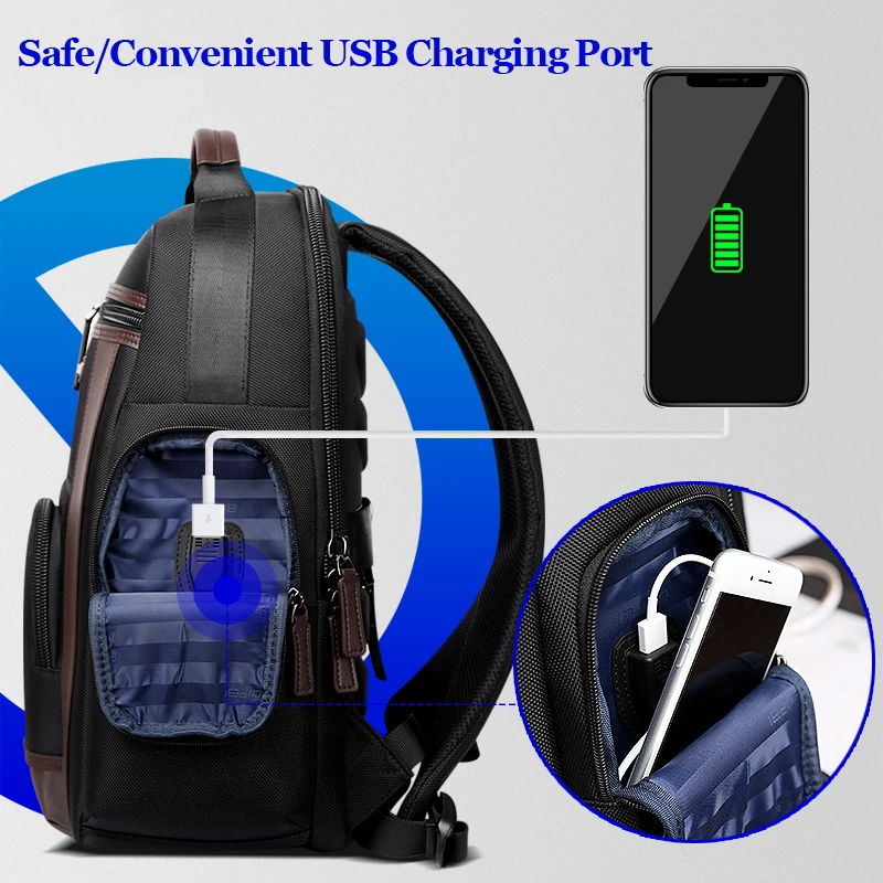 BOPAI nuevo negro Multi bolsillo hombres Mochila de Nylon sólido hombres plástico Mochila bolsas convenientes de carga USB Mochila Mujer