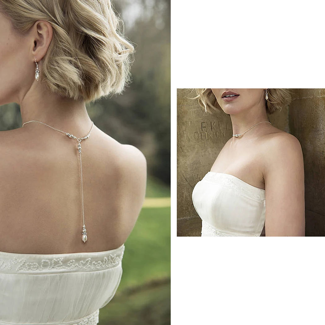 Pearl Pendant Necklace Tassel Back 