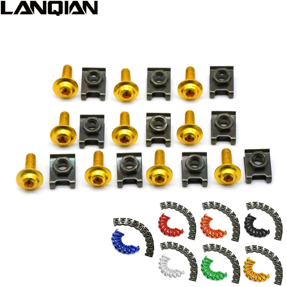 6mm Motorcycle CNC Fairing body work Bolts Screws 10 pcs For yamaha tmax 500 XT660Z Tenere ABS FZ1 Fazer/ABS Honda CB600F Hornet |