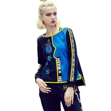 2017 Women Sweatshirts Blouses Long Sleeve Streetwear Embroidery Baseball Tops Ladies Adventure Casual Crop hoodie Boho Shirt