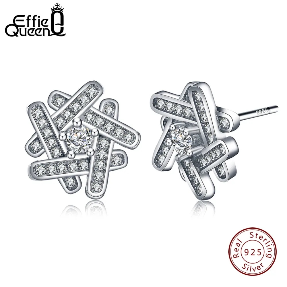 

Effie Queen 100% 925 Sterling Silver Cute Small Stud Earrings with CZ For Women Authentic Original Girl's Jewelry Gift BE25