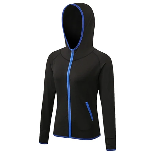 Женские толстовки с капюшоном, спортивное пальто, спортивная куртка, женские толстовки для фитнеса, спортивный свитер для спортзала, тренировочная куртка для женщин - Цвет: Blue zipper