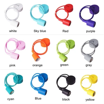 

Pendant Lights Modern Simple Single Head Silica Gel Pendant Lamps AC90-260V E27 Holder 100cm Cord Twelve Colors LED lamps
