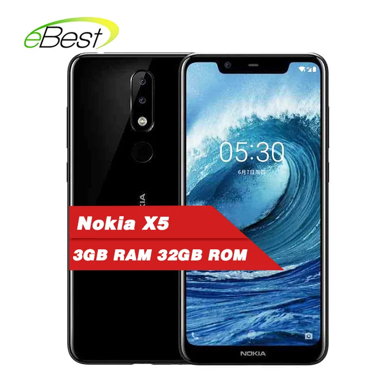 

Nokia X5 5.86 inch HD+ Smartphone Helio P60 Octa Core Dual Sim Cards Fingerprint ID 3060mAh LTE 4G Android Mobile Phone