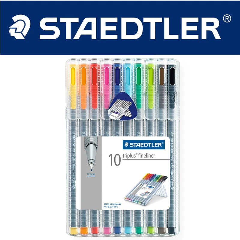 Staedtler Triplus Fineliner Pens With Box, Ergonomic Triangular