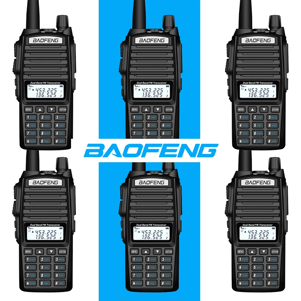 6 шт. Baofeng UV-82 рация 10 км профессиональная CB радио станция Baofeng UV82 приемопередатчик 5 Вт VHF портативный охотничий ветчина радио