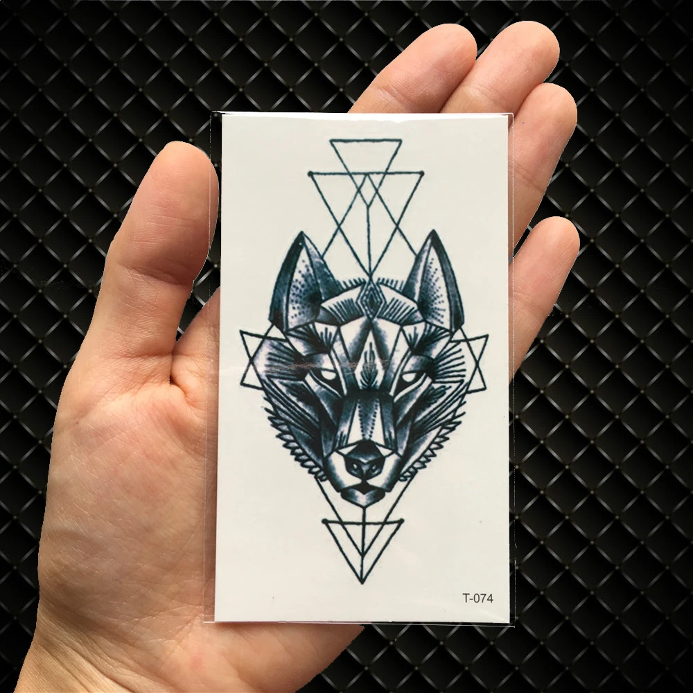 Geometry Cat Elk Wolf Temporary Tattoo Women Body Arm Water Transfer Tattoo Men Makeup Tatto Sticker Bracelet Deer Animal Zoo