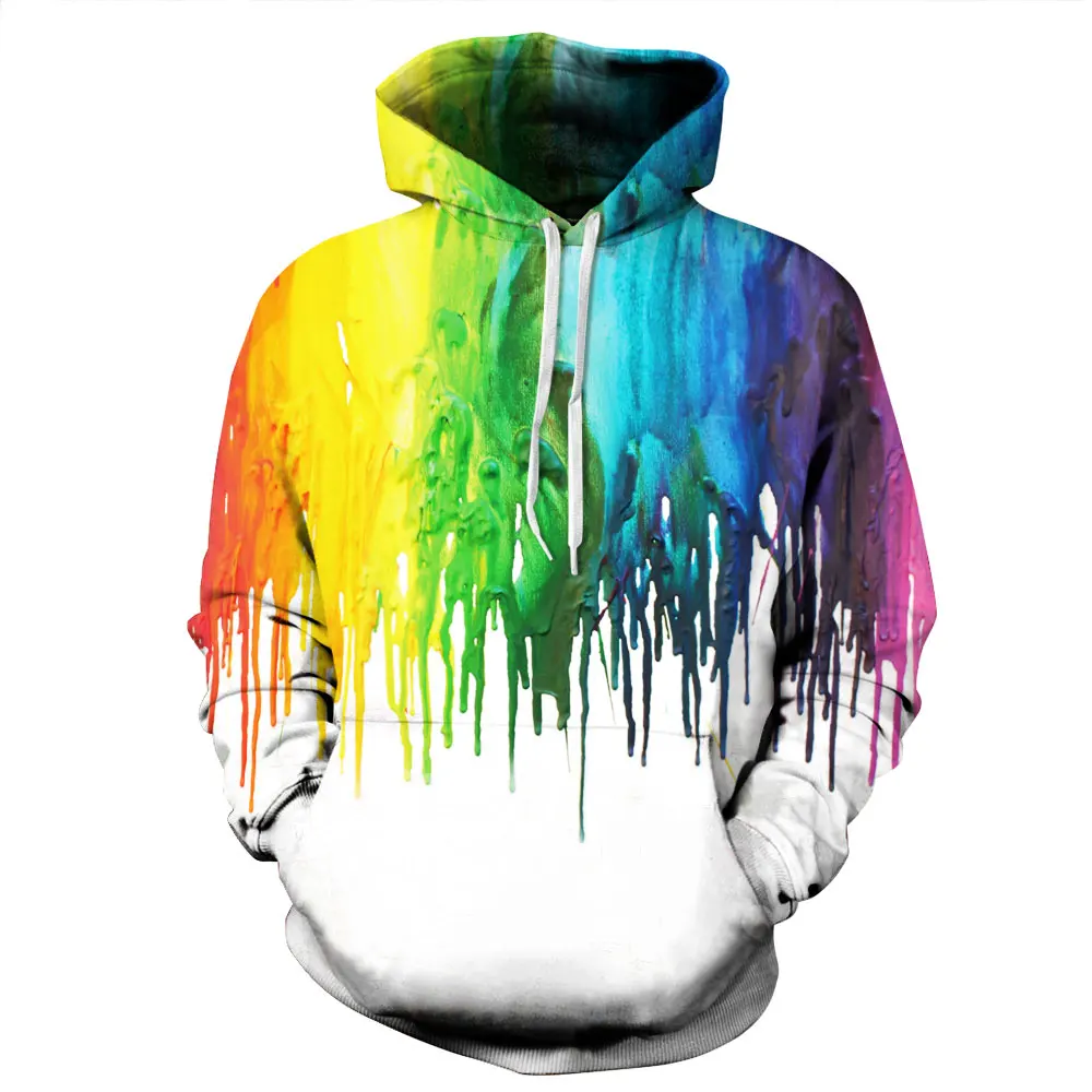 Cena Nowy 110 Rainbow Splash Paint Galaxy 3D wydrukowano kobiety kurtka z kapturem Femme bluza Casual Loose Men bluzy z kapturem i kieszeniami płaszcz