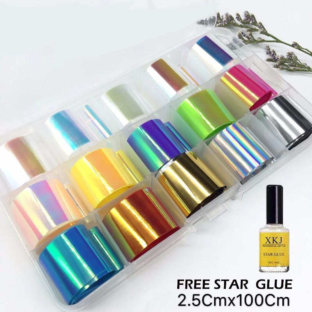 New Arrival Laser Starry Nail Sticker Nails Foils Nail Art Kits +Free