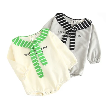 

2019 Baby Jumpsuit Spring Autumn Korean Style Baby Rompers Infant Kids Wear Baggy Sweater Girls Boys Newborn Stripe Baby Clothes